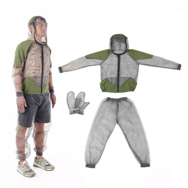

outdoor shirts mosquito repellent suit bug jacket mesh hooded suits fishing hunting camping insect protective shirt1, Gray;blue