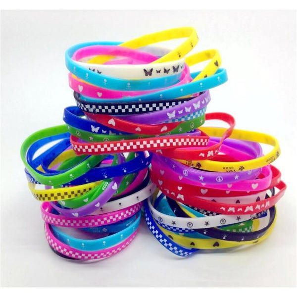 

1000pcs lots sile wristband rubber elastic bracelet skull butterfly etc mixed 10 style men children cartoon fashi wmtkbq hat7890, Black