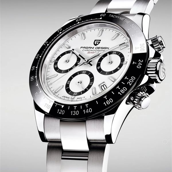 

pagani design 2022 men's watches quartz business mens brand luxury men chronograph vk63 reloj hombre 220225, Slivery;brown