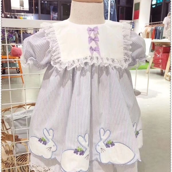 

sale 0-7y baby girl rabbit embroidery vintage spanish pompom gown dress lace lolita dress princess dress for girl birthday party t200624, Red;yellow