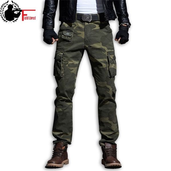 

2020 cotton army urban clothing camouflage men military style pocket tactical cargo pants long length male combat camo trousers lj201221, Black