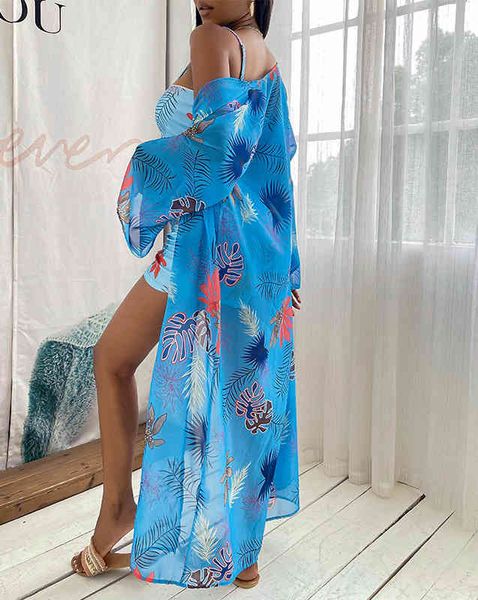 

Women's Swimwear bikini Print Swimsuit with Long Sleeve Beach Coverup high quality printed bikinis swim suit bathing suits swimwear cov, White;black