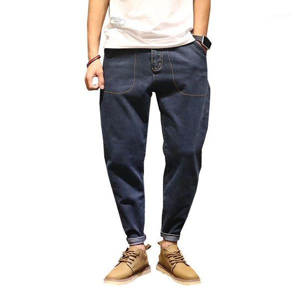 

2017 fashion loose jogger fitness jeans men's casual tight ankle biker cuffed pants hip hop baggy jeans men n-zk0781, Blue