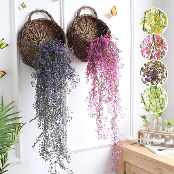 

decorative flowers & wreaths artificial hanging flower wreath vine fake leaf wall basket orchid wedding party home decoration1