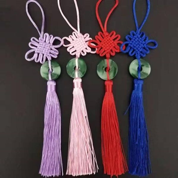 

5pcs green jade piece chinese knot tassels silk fringe diy home textile garment jewelry flower crafts tassel trim party gift h sqcadu