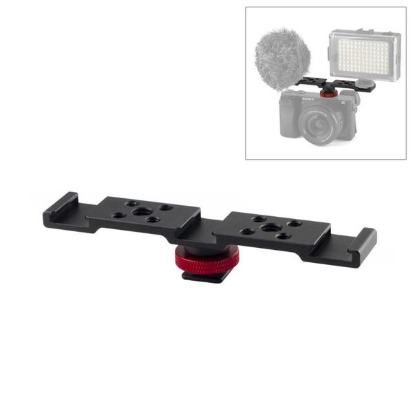 

three-head shoe bracket mount with 1/4 inch screw interfaces 3/8 inch screw interfaces hole for camera stand flash light mic