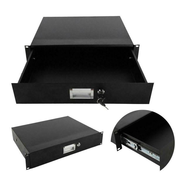 

19 inch rack mount 2u steel plate dj drawer equipment cabinet lockable w/key