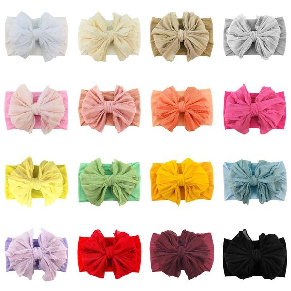 

baby girl lace nylon headband fashion soft candy color bohemia bow girl infant hair accessories headband, Slivery;white