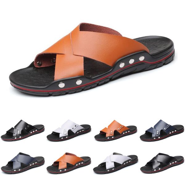 

ale luxury men slides slippers mens fashion classic sandals black white leather slide slipper flat size 40-46