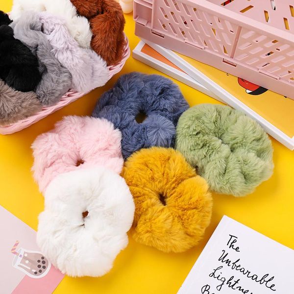 

new women faux fur furry scrunchies soft fur elastic hair bands ring ponytail holder rubber bands gum headwear hair accessories