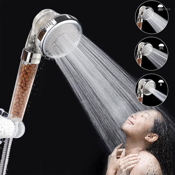

bathroom shower heads 3 function adjustable jetting head high pressure water saving handheld anion filtered rainfall spa heads1