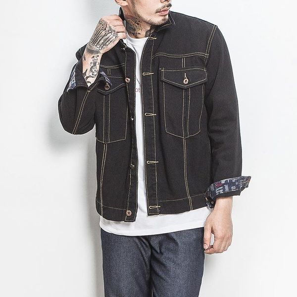 

men's jackets men slim embroidery denim cowboy jean jacket cotton black plus size m-5xl, Black;brown