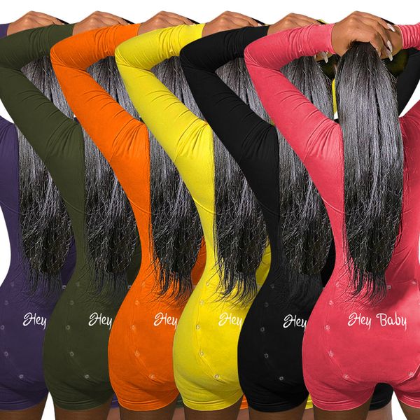 

women jumpsuit designer 2021 slim v-neck pajamas nightwear home wear breasted embroidery solid colour long sleeve one piece pants rompers, White