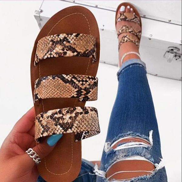 

2021 new women flip flop snake double layer sandals flat bottom ladies beach shoes outdoor travel fashion wild student slippers, Black