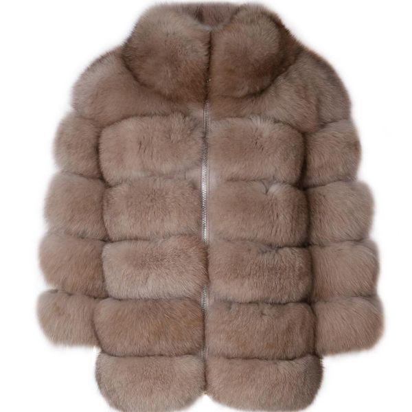 

women's fur & faux real ladies women natural standard collar coat, Black