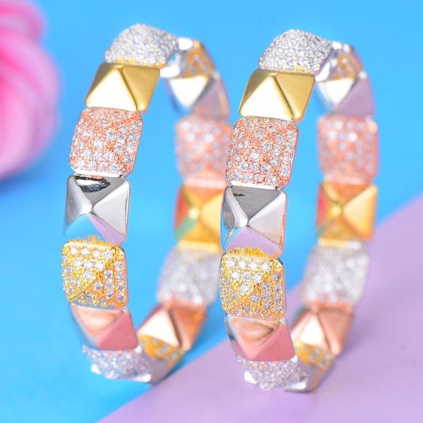 

charm godki 47mm luxury cubic zircon statement big hoop earrings for women wedding dubai bridal square circle 2021, Golden