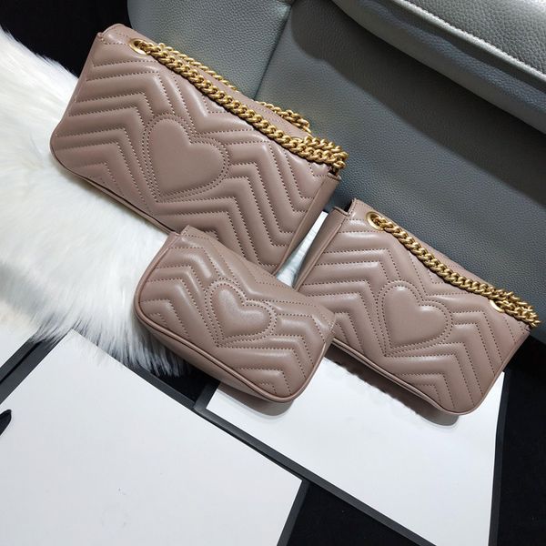 

Women's Classic Marmont Luxury Designer Handbags Soft Genuine Leather Ladies Heart V Wave Pattern Shoulder Crossbody Bags