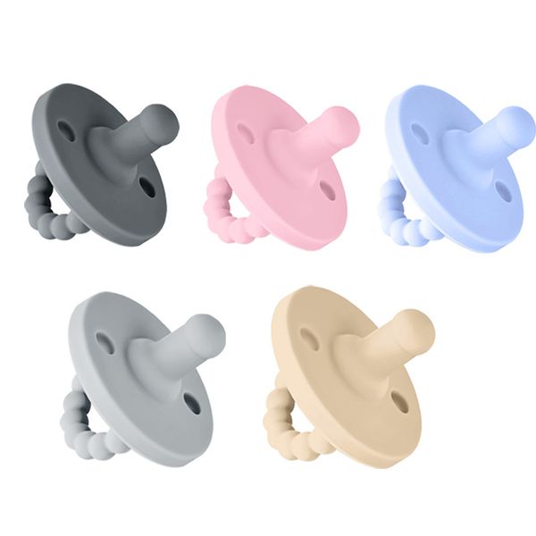 

scalable pacifiers silicone newborn appease soother solid color baby lull into sleeping convenient nipple