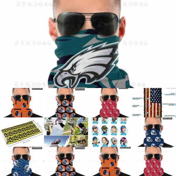 

football designer seamless bandana for rave face mask dust wind uv sun neck gaiter tube headwear motorcycle cycling ridi o7k4c, Black