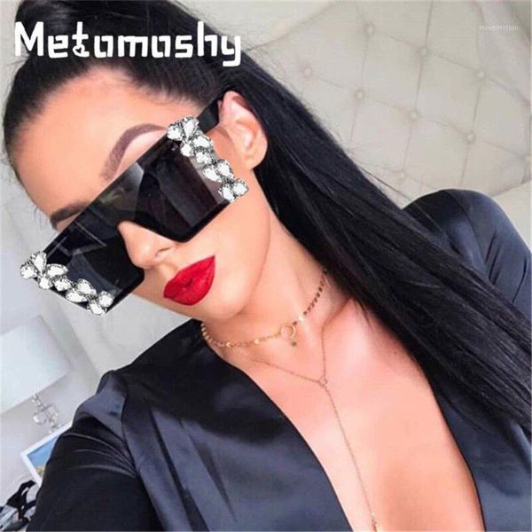 

oversized square diamond sunglasses women brand rhinestone flat red black clear lens glasses men gafas shade mirror uv4001, White;black