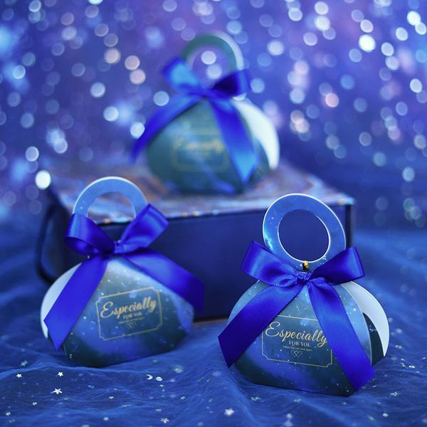 

lbsisi life specially wedding candy box blue cookie chocolate sugar carton gift box small portable with ribbon for party wmtyyy petsyard