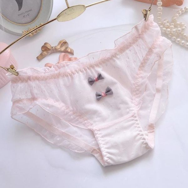 

japanese lolita lace-up cute plaid lace bow milk silk intimates briefs underwear high school student teen girl panties1, Black;pink