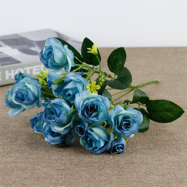 

decorative flowers & wreaths 5 fork 15 flower rose artificial bud hydrangea pompom fake flores artificiales for home garden decoration
