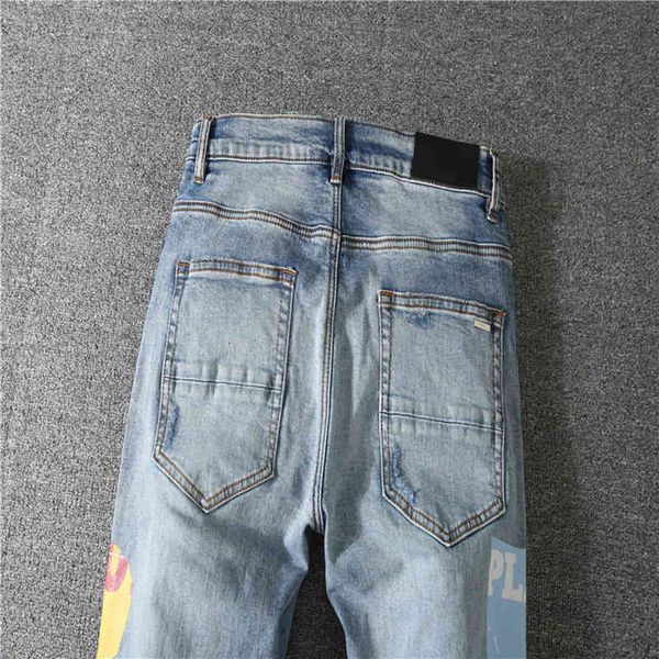 

men's jeans hop famous hip brand amr pattern designer patchwork pocket washed blue pants streetwear men trousers clothing dgyo