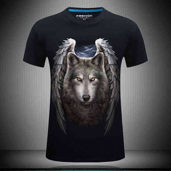 

men's t-shirts summer wolf 3d short sleeve large bottomed shirt personalized, White;black