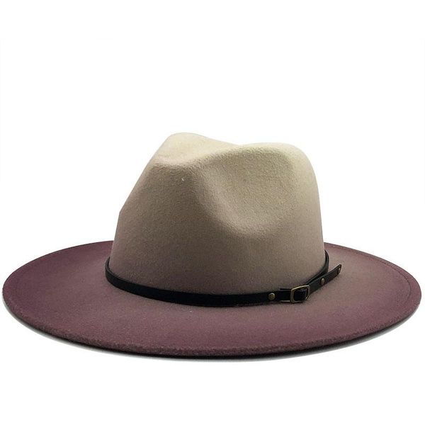 

новые женщины мужчины шерсть винтаж трилби федора шляпа fedora с широким красом джентльмен элегантный градиент royal blue для леди зимние дж, Black;white