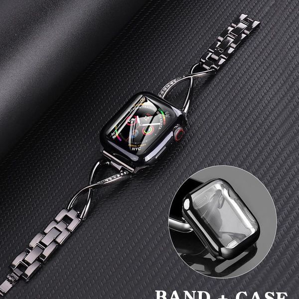 

band + case metal for watch strap series 5 strap 40mm 44mm 38mm 42mm stainless steel bracelet iwatch 4/3/2/1 acc jllzvw, Black;brown