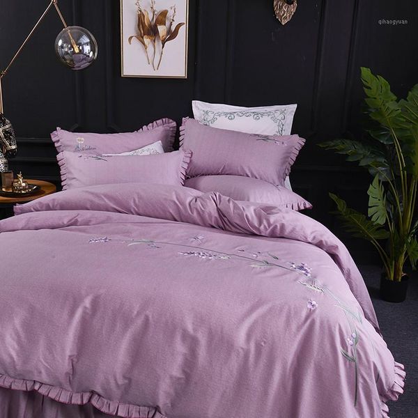 

luxury nordic embroidery bedding set nordic brief dragonfly duvet cover pillowcase flat bedspread  living room bed kit1