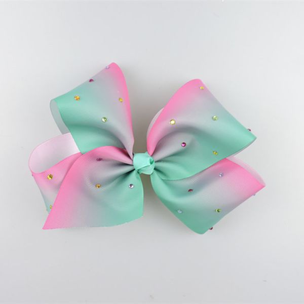 

clearance sale rainbow rhinestone large hair bows childrens big bowknot hair clips baby accessories toddler bows kids hairclips z294, Slivery;white