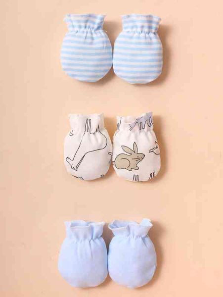 

3pairs baby cartoon graphic gloves she, White