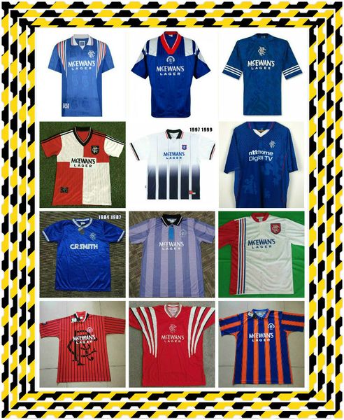 

glasgow rangers retro 1987 1990 1992 1994 1995 1996 специальное издание джетки 92 94 синие винтажные наборы gascoigne классические футболки, Black;yellow