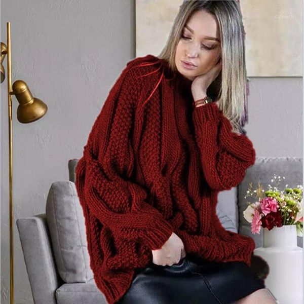 

women's sweater solid knit sweater o-neck twist sweaters 2021 autumn women vintage long sleeve loose pullover oversized1, White;black