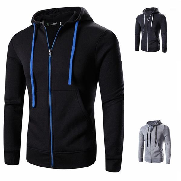 

mens casual coat spring autumn men's classic hoodie apparel clothes male hoodies & sweatshirts zip up hoody jackets1, Black