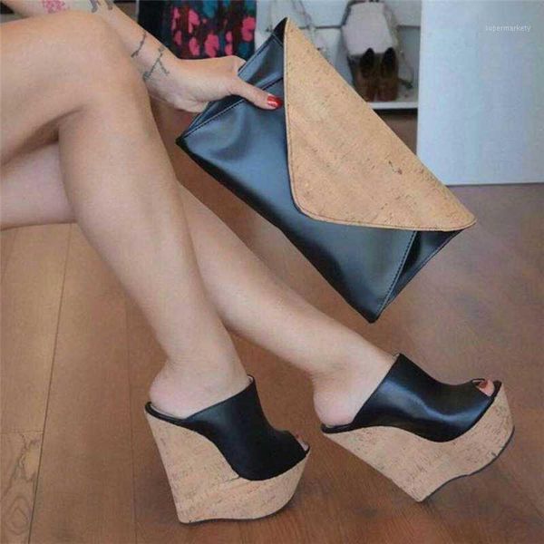 

2020 summer new women platform mules sandals wedges high heels sandals open toe elegant black party shoes women plus size1