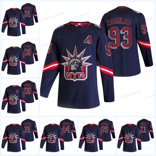 

new york rangers 2021 reverse retro jersey rick nash brandon crawley darren raddysh adam fox brett howden mika zibanejad marian gaborik, Black;red