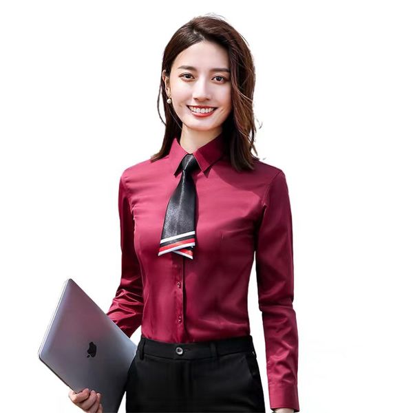 

high end long sleeved shirt women's professional formal work clothes spring and autumn slim fit business work, White