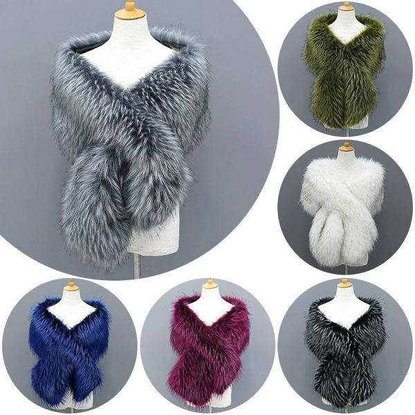 

искусственный меховой воротник шаль шарфы женские зимние теплые мягкие плюшевые моды жаккардовые обертывания обед вечеринки свадебный шарф ш, Blue;gray