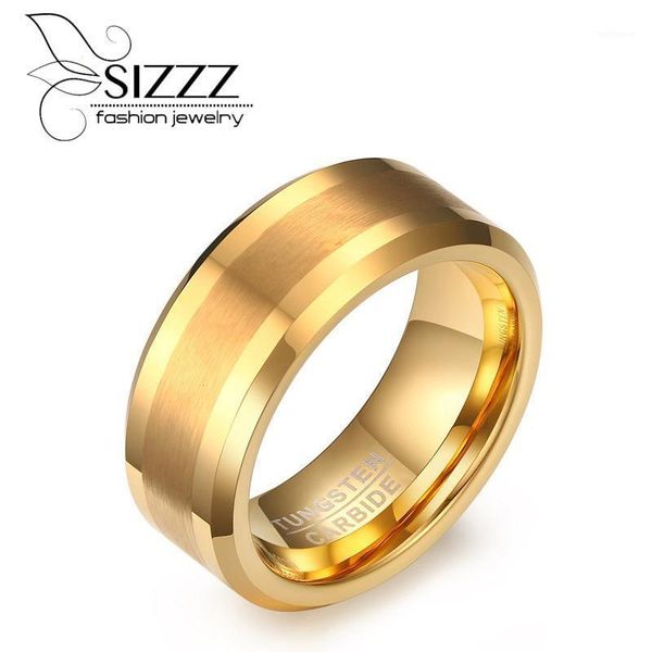 

gold-color tungsten rings for men jewelry 8mm male wedding rings1, Golden;silver