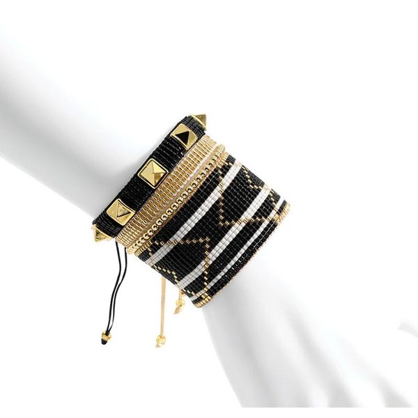 

charm bracelets rttooas geometric miyuki beads set armband pulseras mujer 2021 bileklik fashion rivet bracelet arrival, Golden;silver