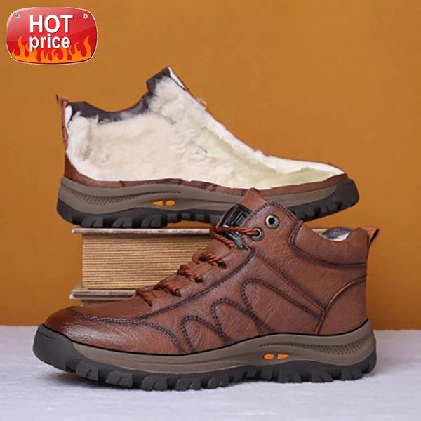 

men waterproof ankle boots winter warm plush snow boots men outdoor sneaker work male rubber winter men's #tx7a