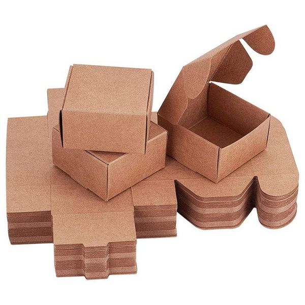 

60pcs cube gift wrapping kraft paper box handmade paper accessories soap box for earring small jewelry crafting