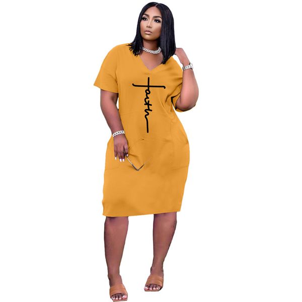 Novo verão fé vestidos femininos plus size 3xl bodycon vestido de manga curta com decote em v saia com bolsos casual preto solto midi saias roupas 6898