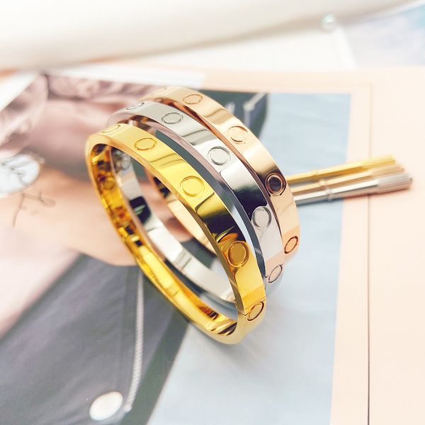 

fashion carti designer bangle stainless steel love bracelets silver rose gold for women men screwdriver bracelet couple jewelry woman with b, Black