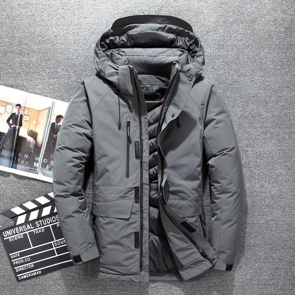 

brand men down jacket men's winter coat thickening warm parkas detachable fur snow padded winter coat men, Black