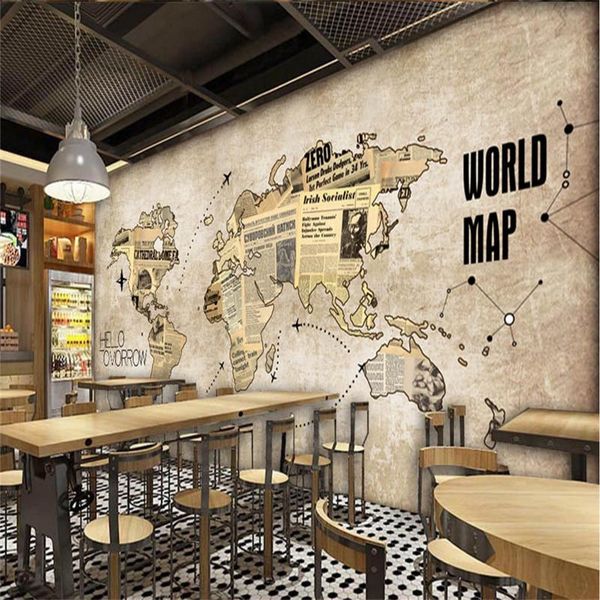 

wallpapers europe and america retro spaper yellow background mural wallpaper for bar coffee shop restaurant wall paper 3d
