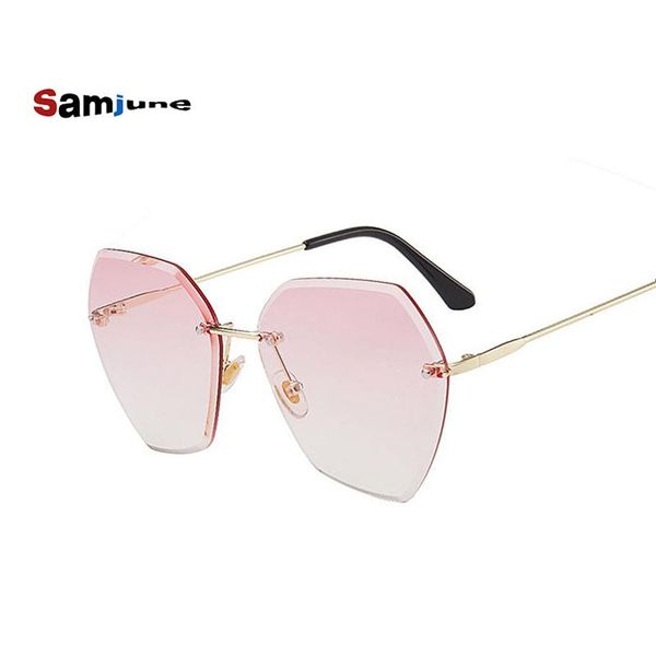 

sunglasses samjune for women 2021 ladies rimless diamond cutting lens brand designer ocean shades vintage sun glasses, White;black